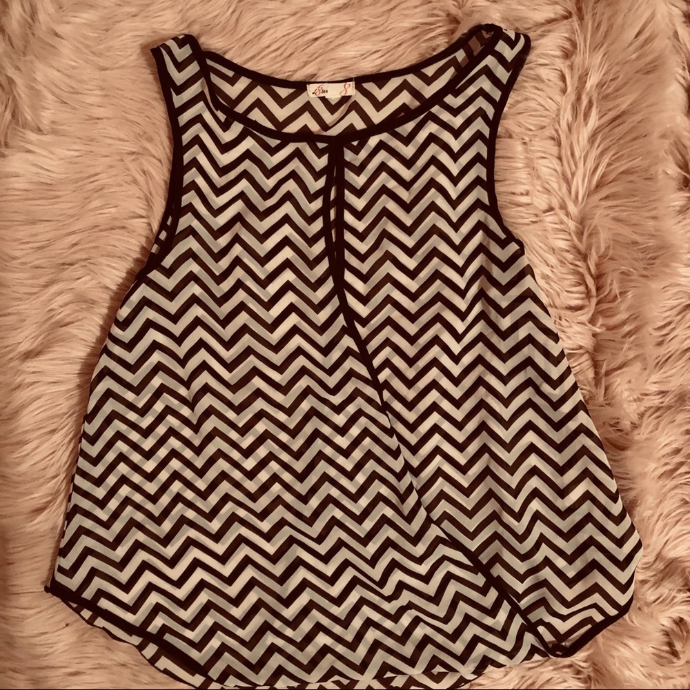 Black and White Sheer Chevron Top